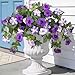 Ammyoo Artificial Fake Flowers Plants for Outdoor Decoration, 2PCS Faux Petunias Silk Flower UV Resistant No Fade for Home Outside Garden Balcony Yard Porch Realistic Indoor Decor (Purple White)
