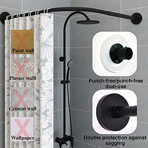 Support de tringle à rideau de douche en acier inoxydable finition noire