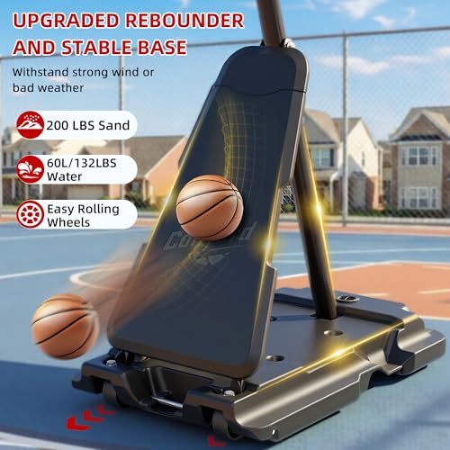 Image of Cofiyard Basketball Hoop Outdoor with 44 /48 /54 Inch Shatterproof Backboard,10FT Height Portable Basketball Hoop with Sandbag, Adjustable Basketball Goal with Wheels