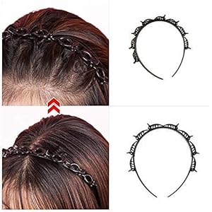 KHODAL VILLA Pack of 4 Unisex Men Women Black Metal Wavy, Spring and Zig zag Band Hair Hoop Hairband and Plastic Hair Band Double Layer Twist Plait Hairband For Daily Use. 4 51KWFPh8qsL. SL500 . SS300
