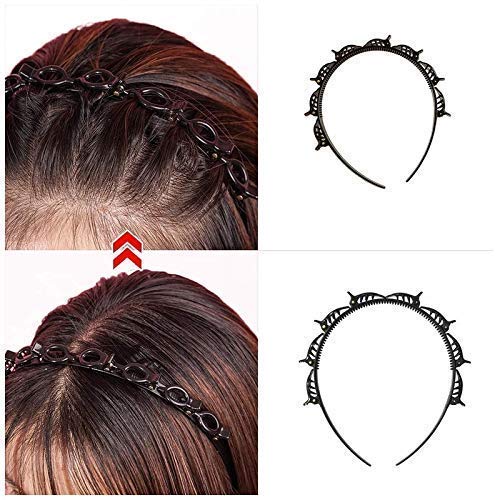 KHODAL VILLA Pack of 4 Unisex Men Women Black Metal Wavy, Spring and Zig zag Band Hair Hoop Hairband and Plastic Hair Band Double Layer Twist Plait Hairband For Daily Use. 2 51KWFPh8qsL. SL500