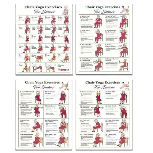 4PCS Chair Yoga Exercise Chart