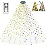 Larkvue Christmas String Lights for Tree, 400 LEDs 6.6FT x 16 Strands 11 Modes Waterfall Fairy Twinkle Light with Remote&Timer-Warm White/Multicolor