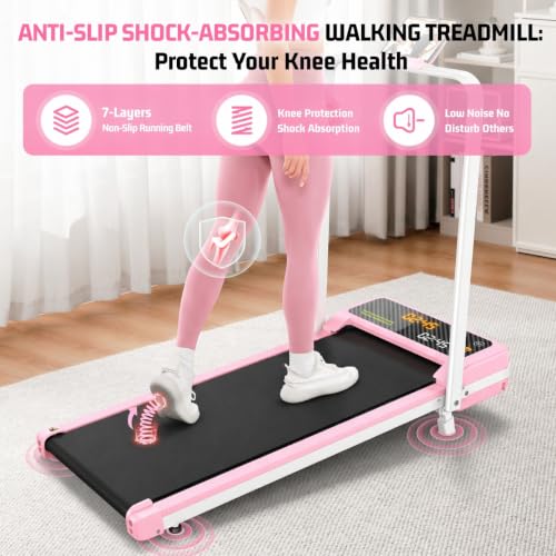 Image of FUNMILY Upgrade Walking Pad Folding Treadmill with 12% /15% Incline & Handle Bar, 3.5HP Foldable Under Desk Compact Treadmills for Home /Office /Gym, 400+lb Capacity, Shock Absorption