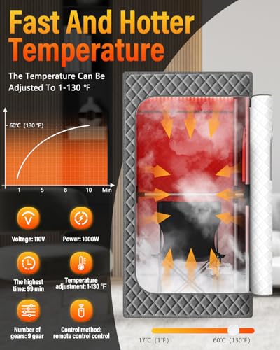 Portable Large Infrared Steam Sauna for Relaxation, Indoor Sauna Tent with XL Steamer,Folding Chair,Multilayered Waterproof Sauna Box for Home,Outdoor(Grey)