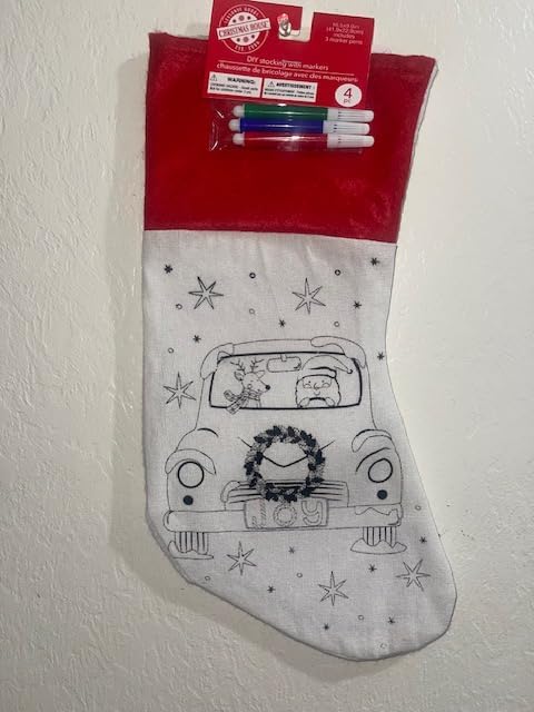 Crafters Square Christmas/Holiday 3 Pack-Color/Decorate Your-Own Christmas Stockings. Felt Material. Holiday Fun for Children Ages 3 and Up. (White/Red)