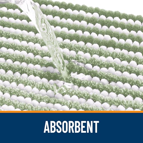 Image of OLANLY Bathroom Runner Rugs 47x24, Extra Soft Absorbent Chenille Striped Bath Rugs, Rubber Backing, Machine Wash Dry, Long Bath Mats for Bathroom, Tub, Shower, Home Decor Accessories, Sage Green