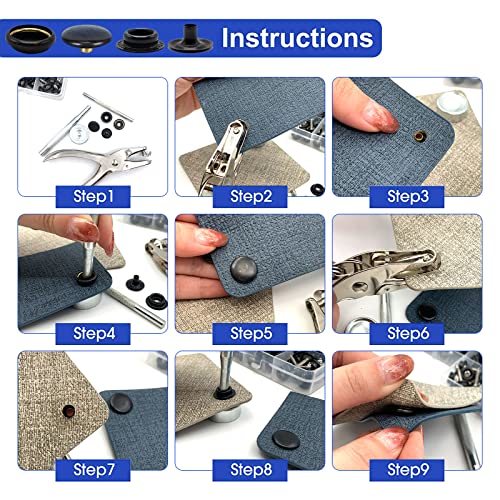 353 Pcs Boat Canvas Snap Kit, Zynery Marine Grade Stainless Steel Canvas Repair Kit, Snap Fasteners Kit For Boat Canvas Fabric Leather With Material Hole Punch/Setting Tools (Black) #TOP4