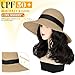 Lansigreen Sun Hat with Hair Extensions Hat Wig UPF 50+ Foldable Wide Brim Straw Beach Hat Attached 9