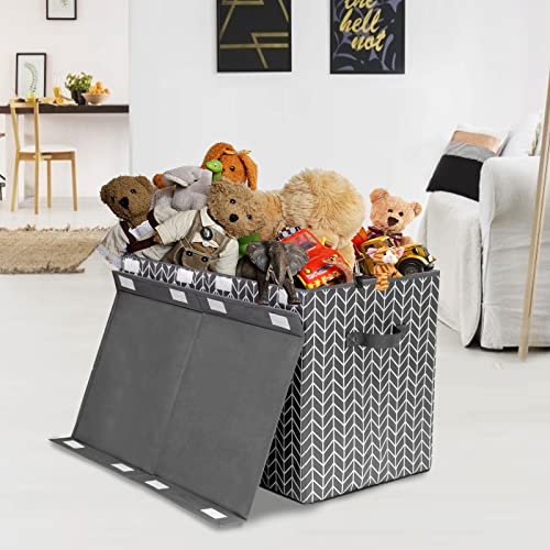 Image of Mayniu Large Toy Box Chest Storage Bins with Lid, Toys Organizers Storage Boxes Basket with Sturdy Handles for Boys, Girls, Living Room,Nursery, Playroom, Bedroom (Grey)