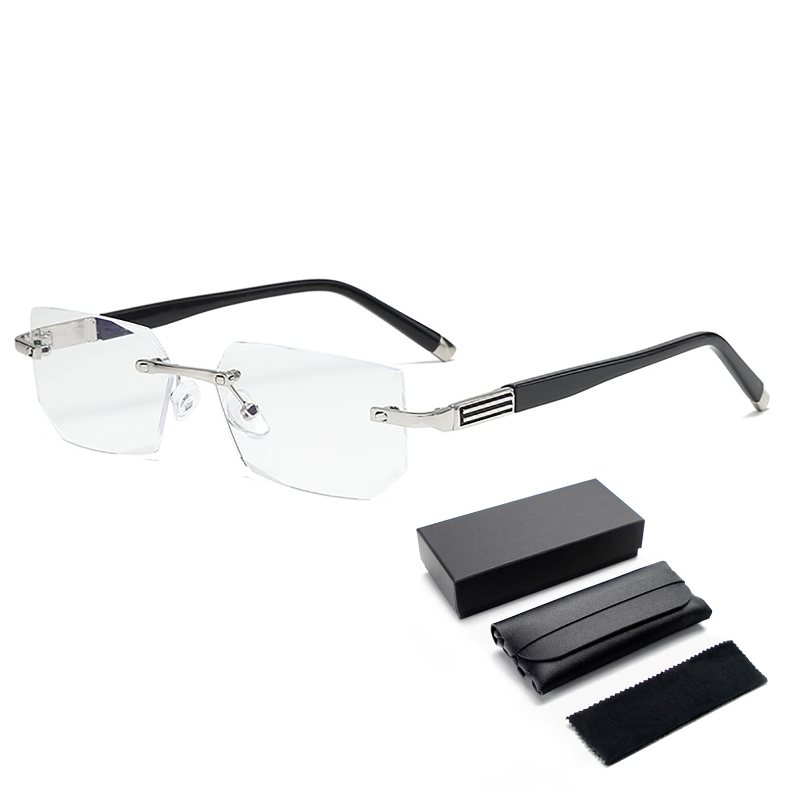 Ovnmfh Silver 2023 New Sapphire High Hardness Anti-Blue Progressive Far And Near Dual-Use Reading Glasses (,+3.00)