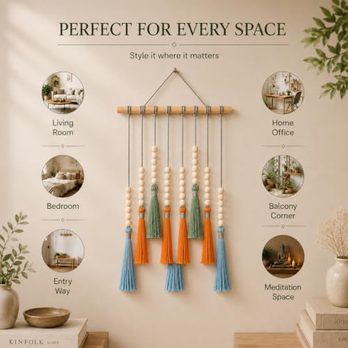 Image of Nostrae by Ekhasa Macrame Wall Hanging Leaves | Boho Wall Hanging Big Size | Handmade Macrame Wall Decor for Bedroom, Living Room, Balcony & Nursery | Boho Theme Home Decor Tapestry