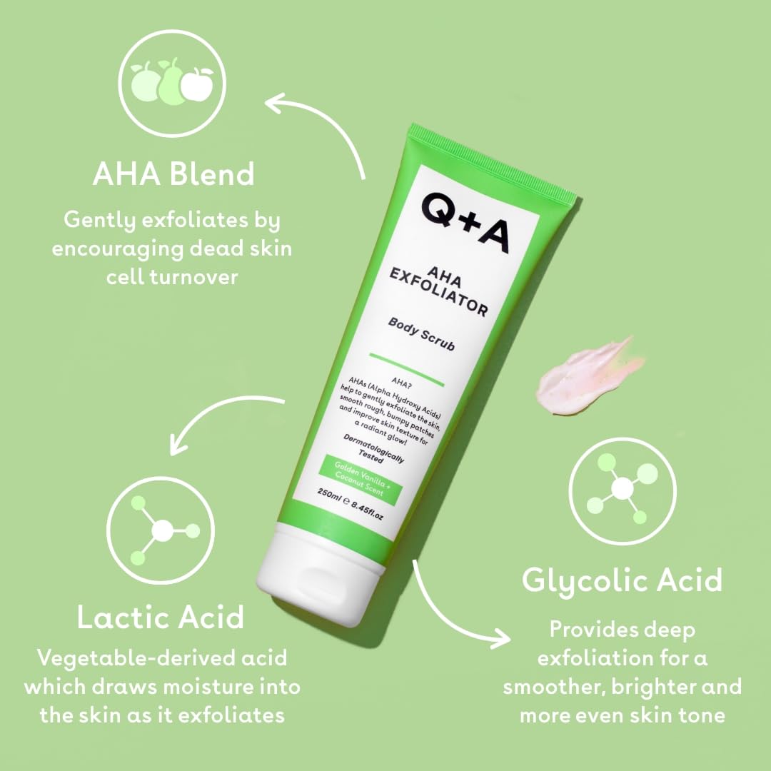Q+A Exfoliante Corporal AHA 250 ml Ácido Láctico Glicólico