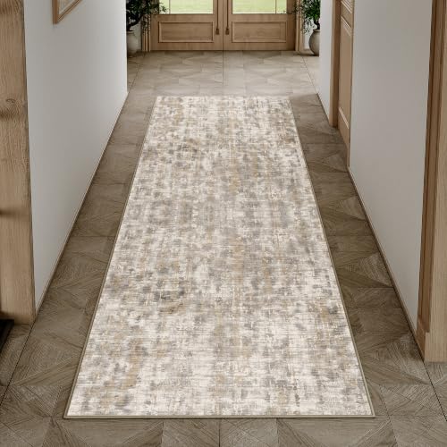 PureCozy Braun Teppich Wohnzimmer 80x150 Schlafzimmer Teppiche Waschbarer rutschfest Boho Abstrakt Carpet Wohnzimmerteppich Esszimmer Büroteppich Groß Kurzflor Weich Carpets
