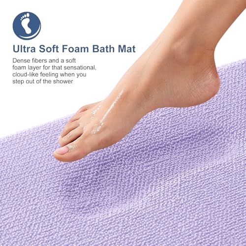 Image of OLANLY Thick Memory Foam Bath Mat Rug 30x20, Extra Soft Absorbent Bathroom Rug, Quick Dry Bath Mats, Non-Slip, Machine Washable Carpet for Bathroom, Tub and Shower, Home Decor Accessories, Lavender