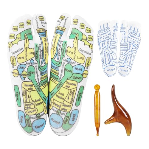 tripforfree Reflexology Sock with Massage Tools Set, 2 Pairs Socks Acupuncture Trigger Point Foot Pain Relief Remedy Acupoint Birthday Gifts for Women (Women - a Set)