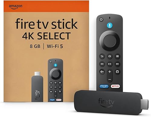 Amazon Fire TV Stick 4K Select (última generación): comienza a reproducir contenido 4K en streaming, ve cientos de miles de películas y episodios de series, y accede a la TV gratuita y en directo
