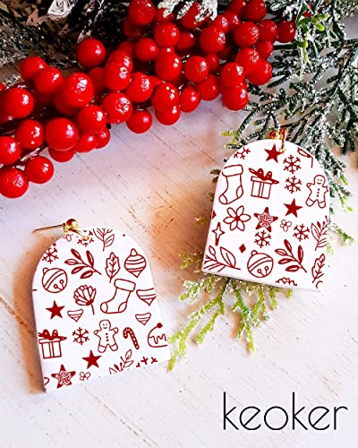 Christmas Silk Screen For Polymer Clay, Christmas Silk Screen Stencils For Polymer Clay, Printing On Clay & Other Jewelry Clay Earrings Decoration, Each 6" X 3.8" (3Pcs- Snow & Tree) #TOP5