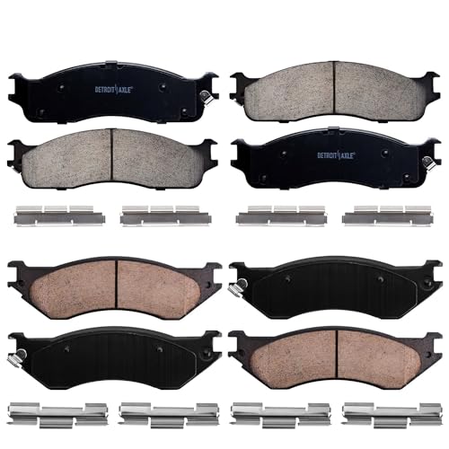 Image of Detroit Axle - Front & Rear Brake Pads for 2003-2008 Dodge Ram 2500 3500 | 2005-2008 Ram 4000, Ceramic Brake Pads w /Hardware 2004 2006 2007 Replacement
