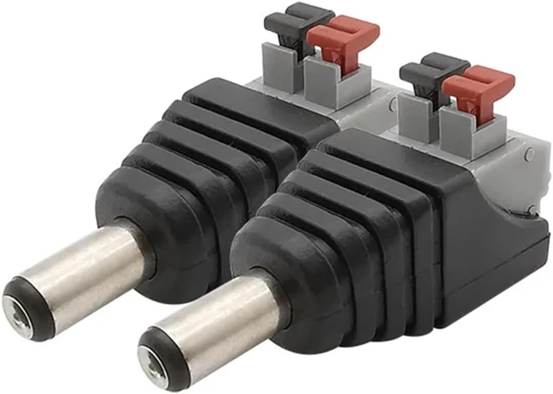 2Pcs 5.5 x 2.1mm DC Power Male Female Connector 5.5 * 2.1mm DC Jack Adapter(2Pcs Male)