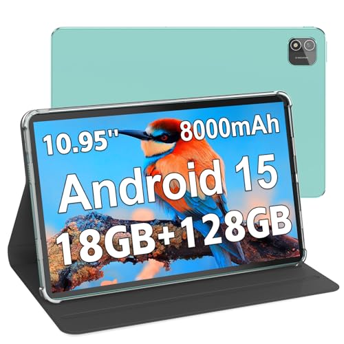 Android 15 Tablet, 11 Inch Tablet FHD Display, Tablets with Case, 18GB RAM (6GB LPDDR +12GB) & 128GB ROM 1TB Expand, 8000 mAh, T606 Octa-Core, Dual-Band WiFi, BT5.0, Support GMS GPS Widevine L1