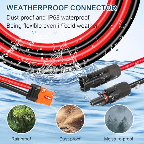 MOOKEERF Cabo solar para XT60i 12AWG 50FT painel solar para XT60i conector adaptador XT60i-F cabo de