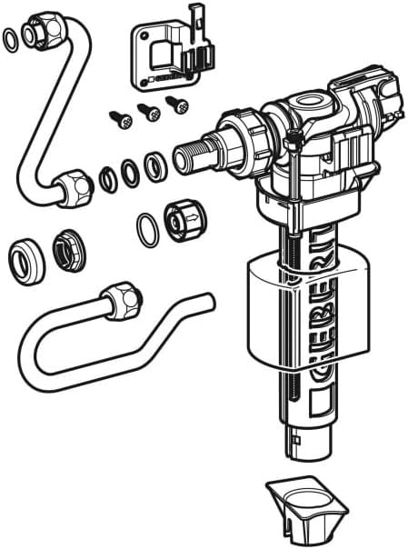 Explotat view of Geberit Type 380 243.136.001 Filling Valve components