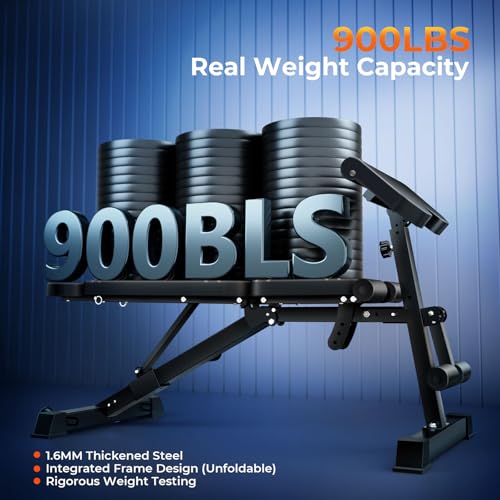 900LBS Adjustable Weight Bench for Home Gym, Multi-Function Press, Preacher Curl, Abdominal & Back Exercises