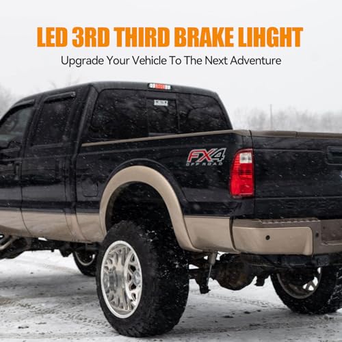 Image of Third 3rd Brake Light LED for 1999-2016 Ford F250 F350 F450 F550 Super Duty, High Mount Rear Brake Lights Assembly for 99-16 F-250-F-550, 1993-2011 Ford Ranger Cab Cargo Stop Light (Chrome)