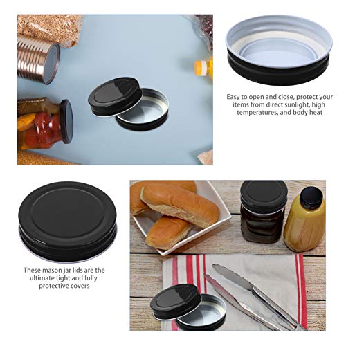 Doitool 12Pcs Metal Jar Lids For Mason Jar Regular Mouth, Black Jar Lids For Mason Jar 2. 75 Inch Leak Free Reusable Canning Lids For Standard Mouth Mason Jars ( Black, 70Mm ) #TOP5