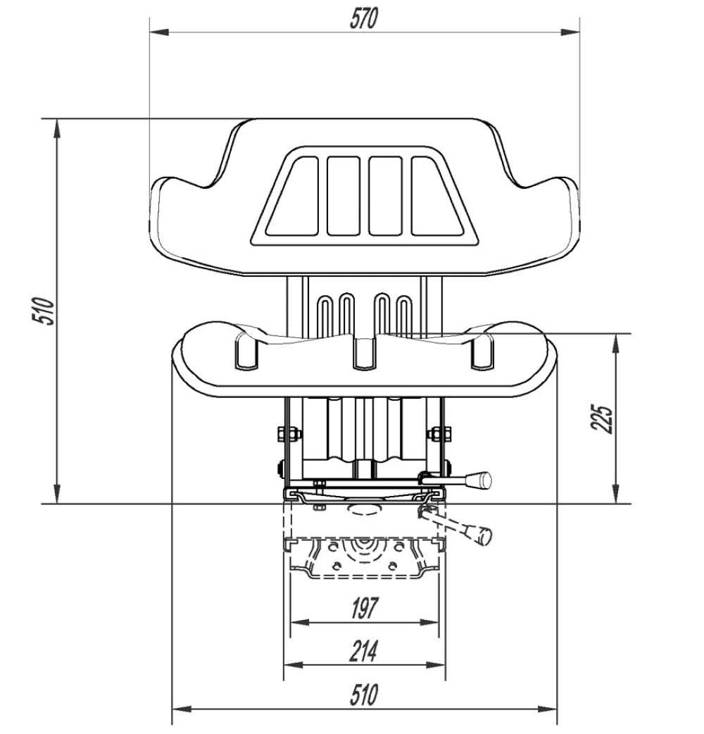 Schleppersitz Traktorsitz Universalsitz KS 44/2V PVC Schwarz gefedert neigungsverstellbar mit Stossdämpfer