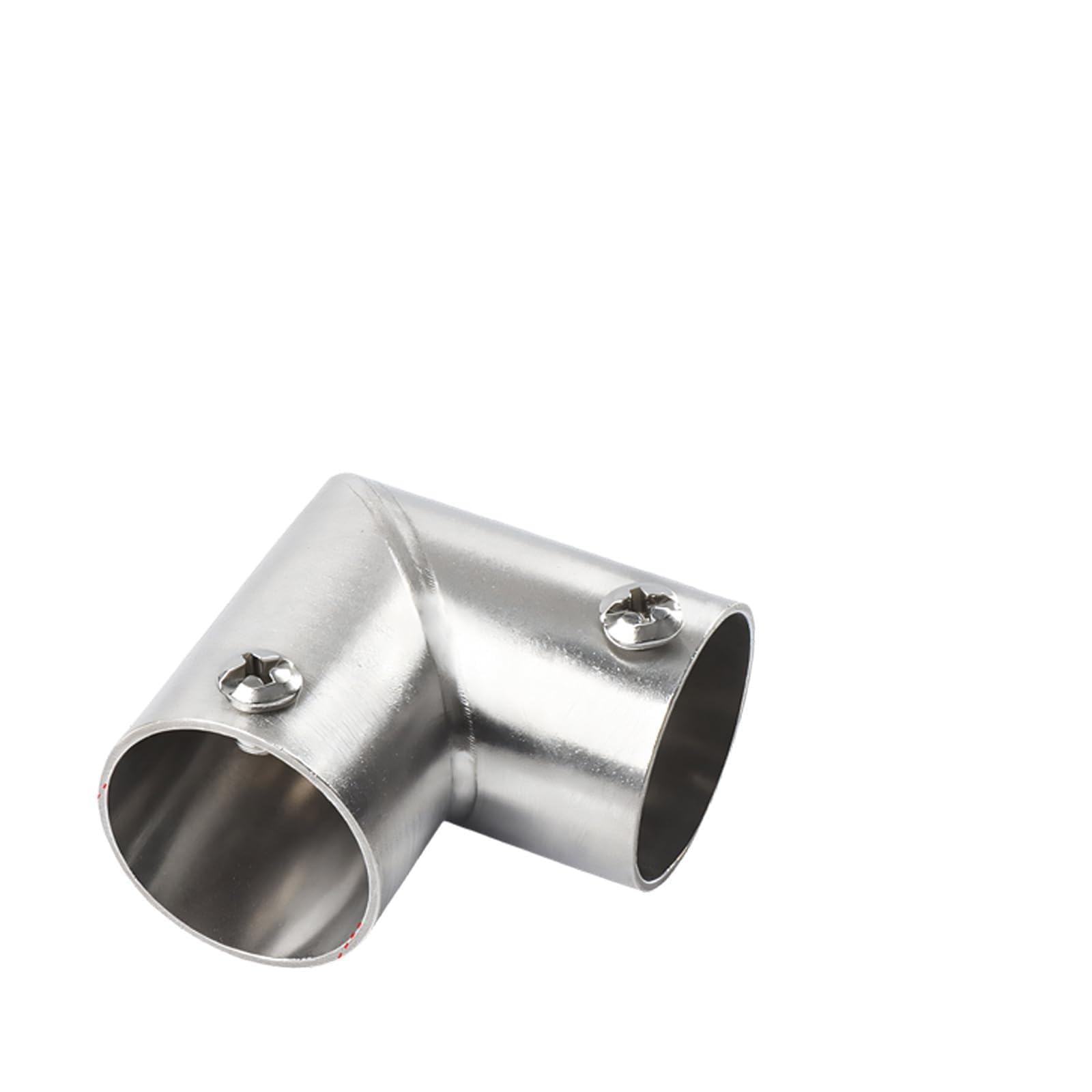 Tfaoys 2Ways Round Tube Connector Connection Fastener Stainless Steel 3 Way Elbow Pipe Fitting Connector Accessories Enduring Round Pipe Fixed Joint Storage Rack