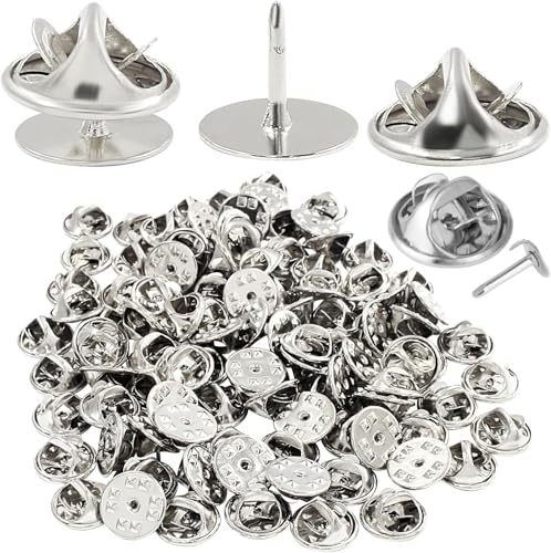 Shshbuy Cierres De Mariposa,50 Piezas Embrague De Mariposa Con Pines En Blanco,Mariposa Pin Embrague,Mariposa Imperdibles,Alfileres De Corbata Para Manualidades Diy Fabricaciónde Joyería Plata