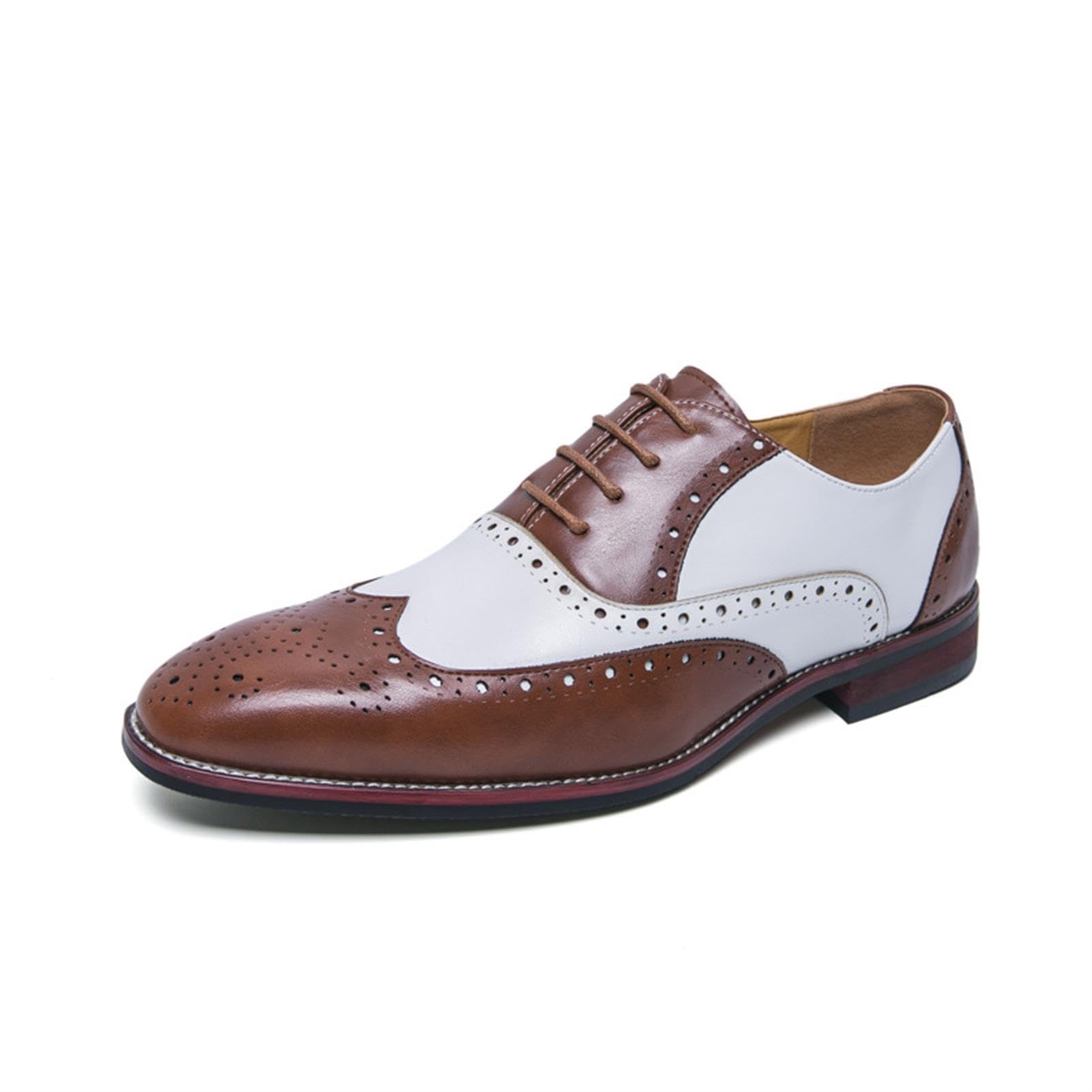 Scarpe Uomo Stringate Brogue Bicolore Classiche Business Oxford | Scarpe Uomo Oxford Eleganti Bicolore Brogue Stringate in Pelle per Matrimonio Ufficio Lavoro Cerimonia Formale Casual