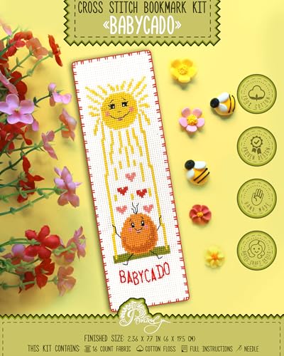 Image of Povitrulya Counted Cross Stitch kit Babycado - Embroidery Set for DIY Bookmark