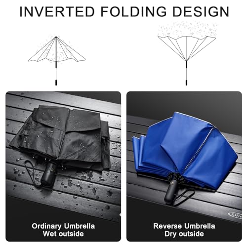 Image of G4Free 62 Inch Large Golf Umbrella Compact Reverse Travel Umbrella 10 Ribs Windproof for Rain Double Canopy Automatic Open Close