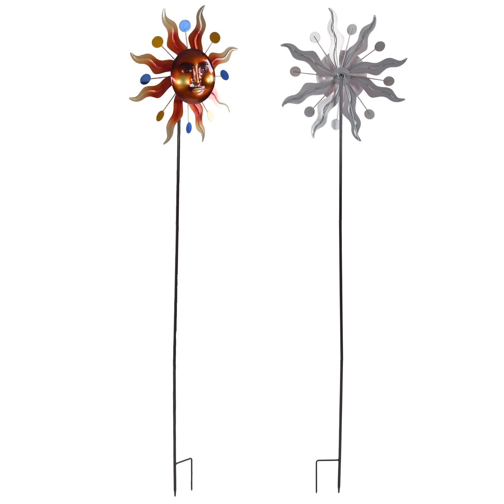 Eujgoov Molino de Viento Solar Molino de Viento de Flores Molino de Viento Solar, Hilandero de Viento Hilandero de Viento Hierro Resistente a la Intemperie Hilandero de Viento de Flores