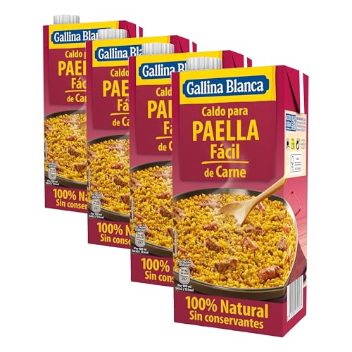 Gallina Blanca caldo de carne para paella envase 1 lt, 1000 mililitro, 1 (Paquete de 4)