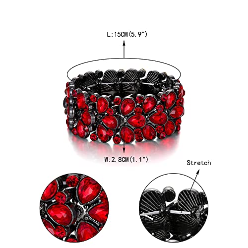 EVER FAITH Art Deco Jewelry for Prom Round Austrian Crystal 3 Layer Teardrop Stretch Bracelet for Women4