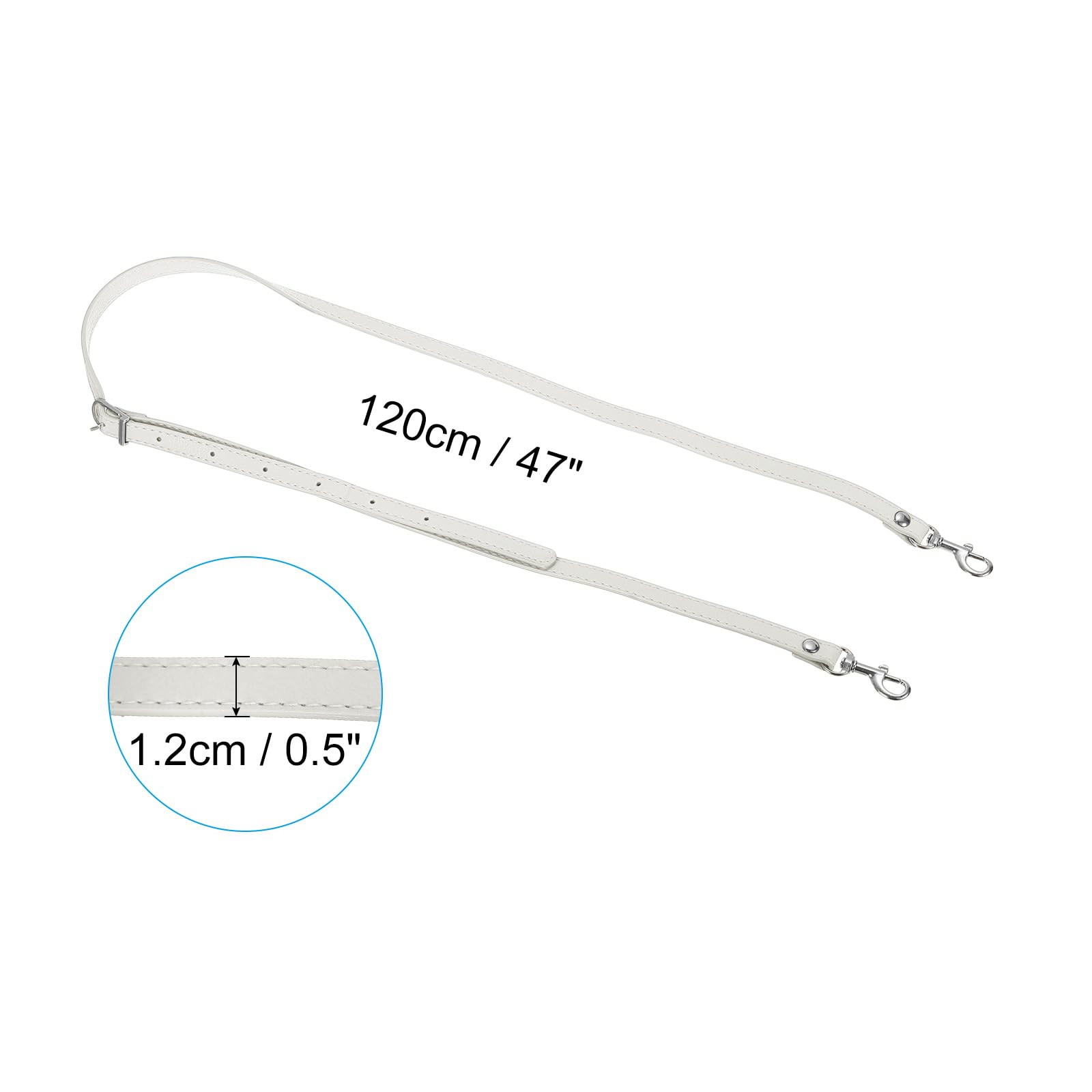 PATIKIL Leather Purse Strap Replacement 47 Inch, PU Adjustable Shoulder Crossbody Replacement Strap with Silver Hardware, White - Image 2