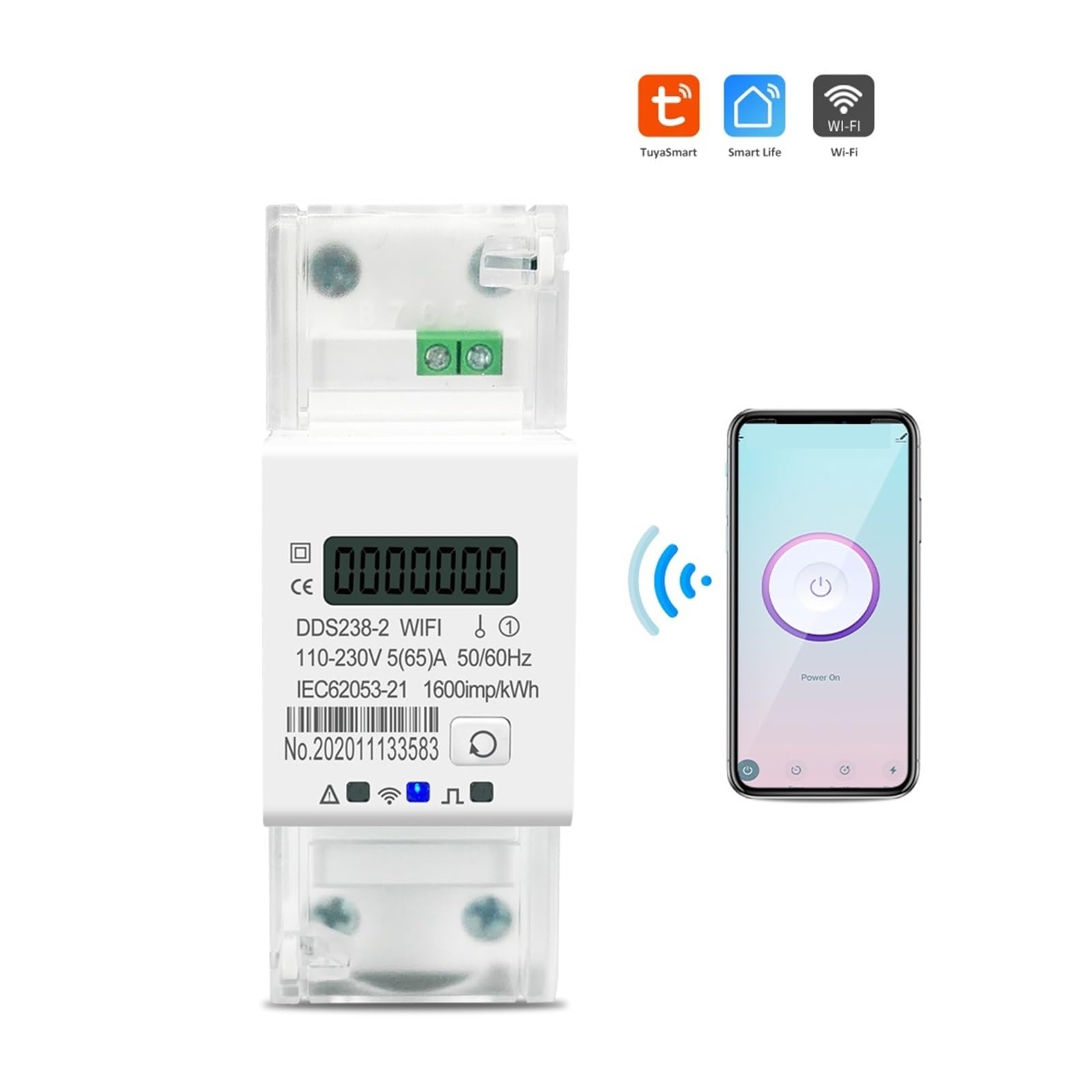 Medidor Inteligente Monitor De EnergíA Tuya Monofásico DIN Rail WiFi Medidor De Energía Inteligente Temporizador Monitor De Consumo De Energía Medidor De KWh Wattmeter