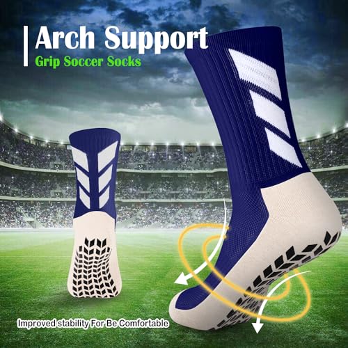 Non-Slip Grip Socks for Men | 4-Pack Sports Socks for Soccer, Basketball, Volleyball, Pilates | Hospital Socks for Men3