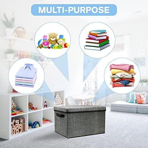 HomeChic ECO-FRIENDLY FOLDABLE STORAGE BOXES with Lids, Non-Woven Fabric, Set of 3 Grey, Large Collapsible Baskets for Shelves, Cupboards, Wardrobes, Bedroom, Ideal for Organising