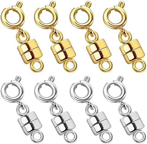 OHINGLT Magnetic Necklace Clasps and Closures,Converters Jewelry Clasps for Bracelet Necklaces Chain,Gold and Silver Plated Jewelry Making Necklace Clasp