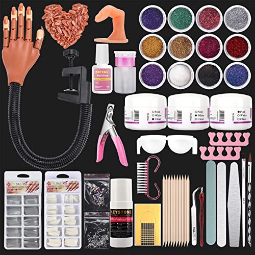 Deciniee Main d'Entrainement Manucure, 300 Morceaux d'Ongles et Fausse Main Manucure, Amovible Main Entrainement Ongles,Flexible Mains et Doigts d'Entraînement pour Domicile Magasin de Manucure