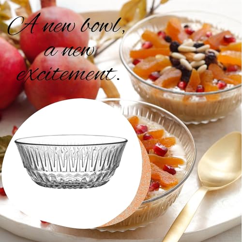 NORDIC SCHILLER Stackable Glass Dessert Bowls Set of 6 345ml 100% Lead-Free Pudding Bowls, Glass Salad Bowls, Prep - Image 3