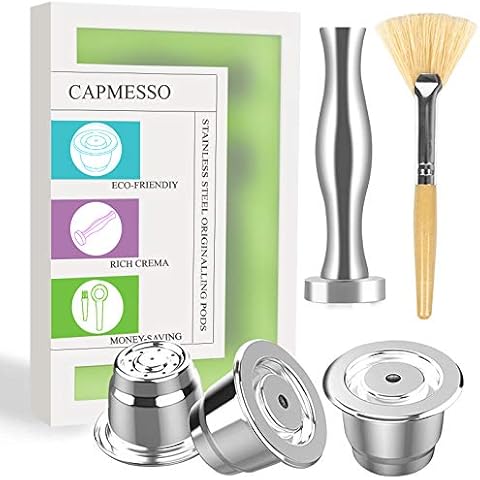CAPMESSO Reusable Coffee Capsules Refillable Originalline Pod Stainless Steel Compatible with Nespresso OriginalLine Machines (Upgraded Creamy Version- 3 pod set) Cover