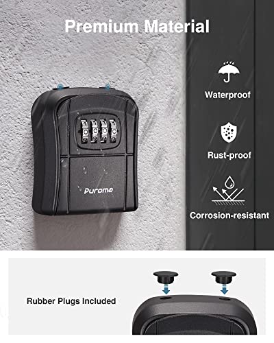 Image of Puroma Key Lock Box, Portable Combination Lockbox Wall-Mounted Storage for House Keys, Resettable Code Safe Security Lock Box for Home, Office, Apartment Spare Key Storage (4 Pack, Pure Black)