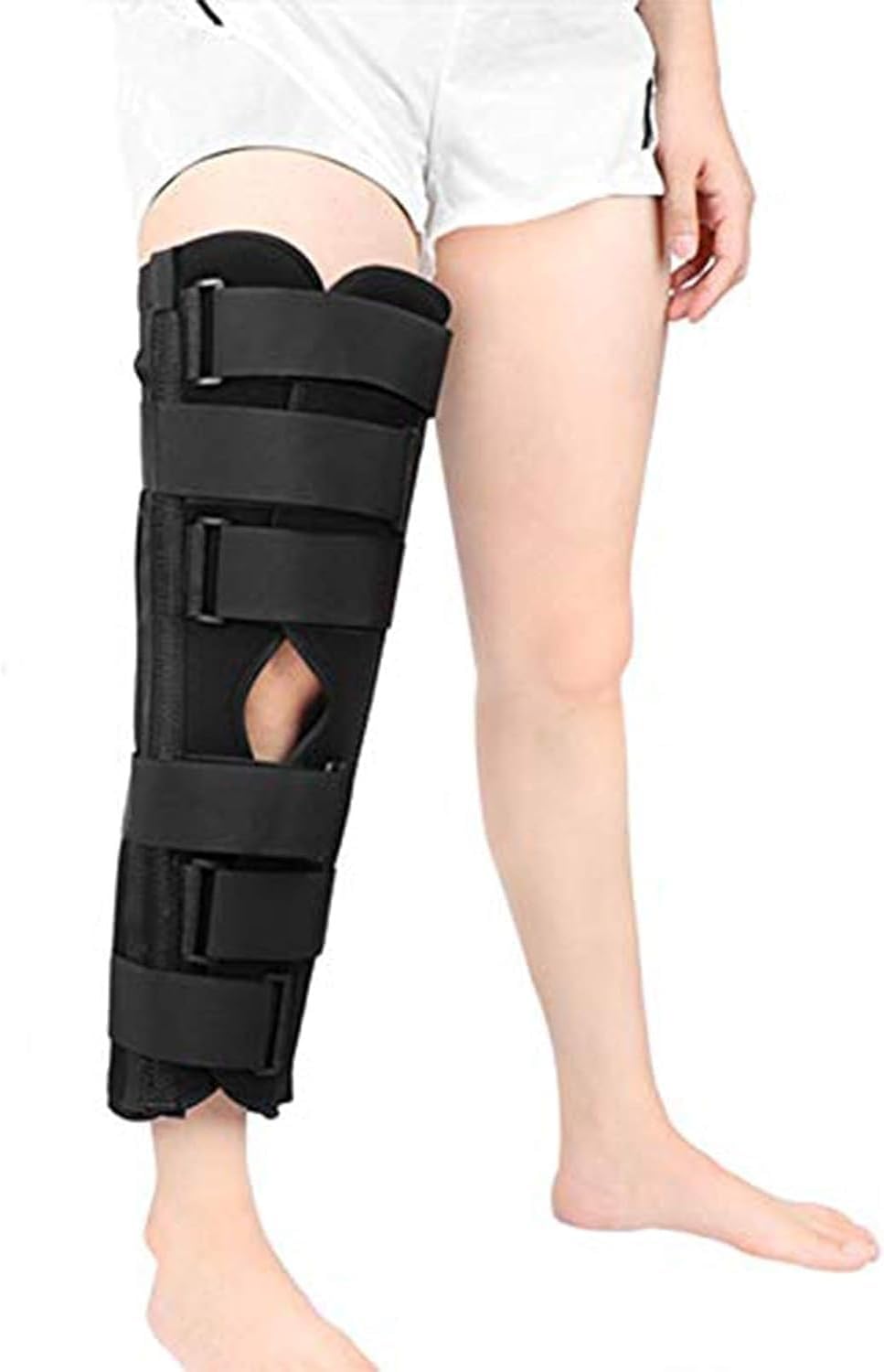 Inmovilizador de rodilla ajustable for aliviar el dolor articular, ideal for artritis, recuperación de lesiones y actividades deportivas.(Black,Medium)