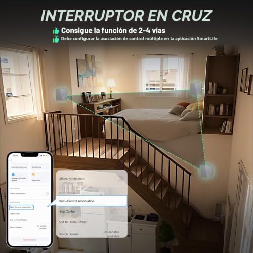 Miniatura 4 de Bseed Interruptor De Atenuador Inteligente Gris, Wifi Interruptor Regulador De Luz Compatible Con Amazon Alexa Y Google Home, Control De App Y Función De Temporizador, Interruptor De Luz Inteligente